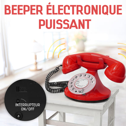 Opis Technology FunkyFon Cable Rot | 1920er Vintage Wählscheibentelefon mit elektronischer Klingel