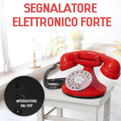 Opis Technology FunkyFon Cable Rot | 1920er Vintage Wählscheibentelefon mit elektronischer Klingel