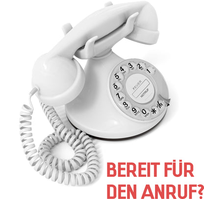 Opis Technology FunkyFon Cable White | 1920s Vintage Rotary Phone with Electronic Bell