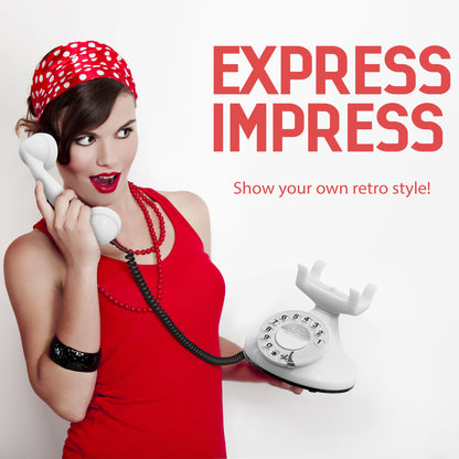 Opis Technology FunkyFon Cable White | 1920s Vintage Rotary Phone with Electronic Bell