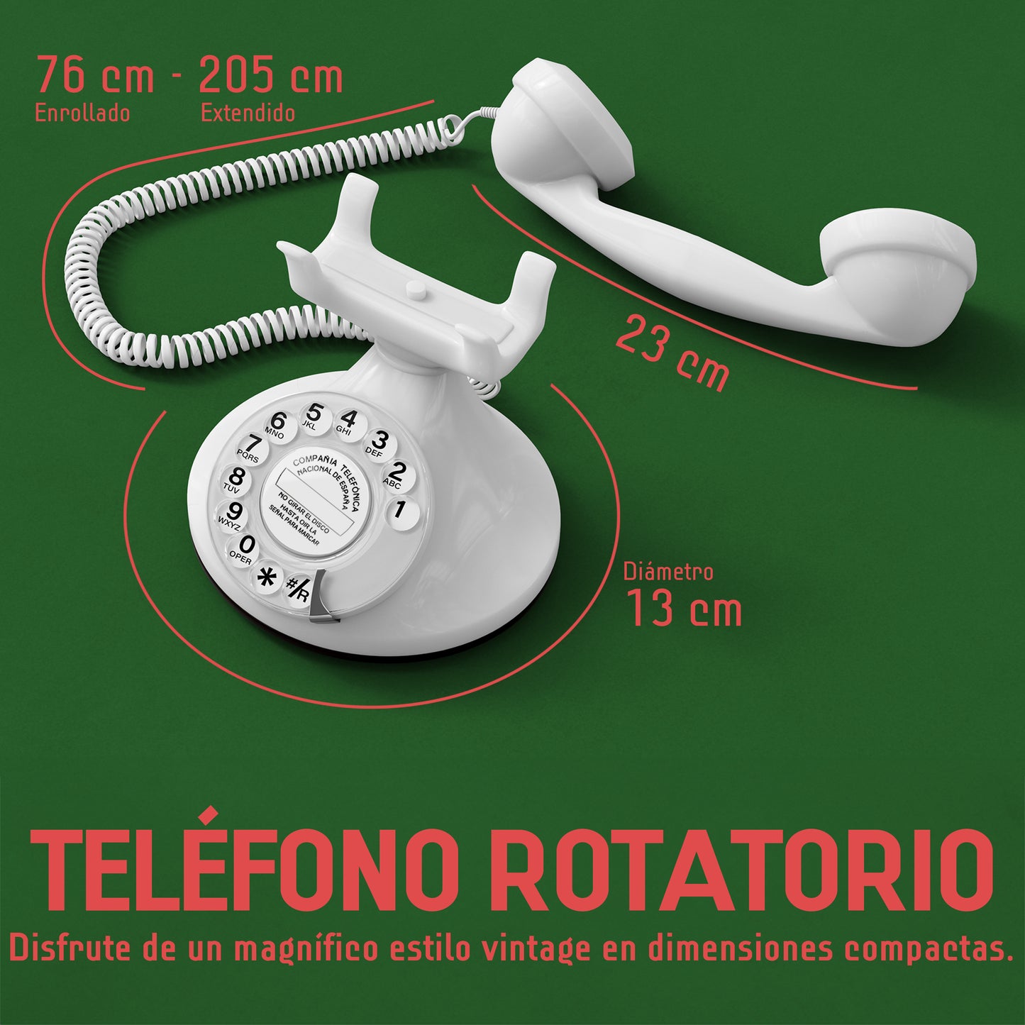 Opis Technology FunkyFon Cable White | 1920s Vintage Rotary Phone with Electronic Bell