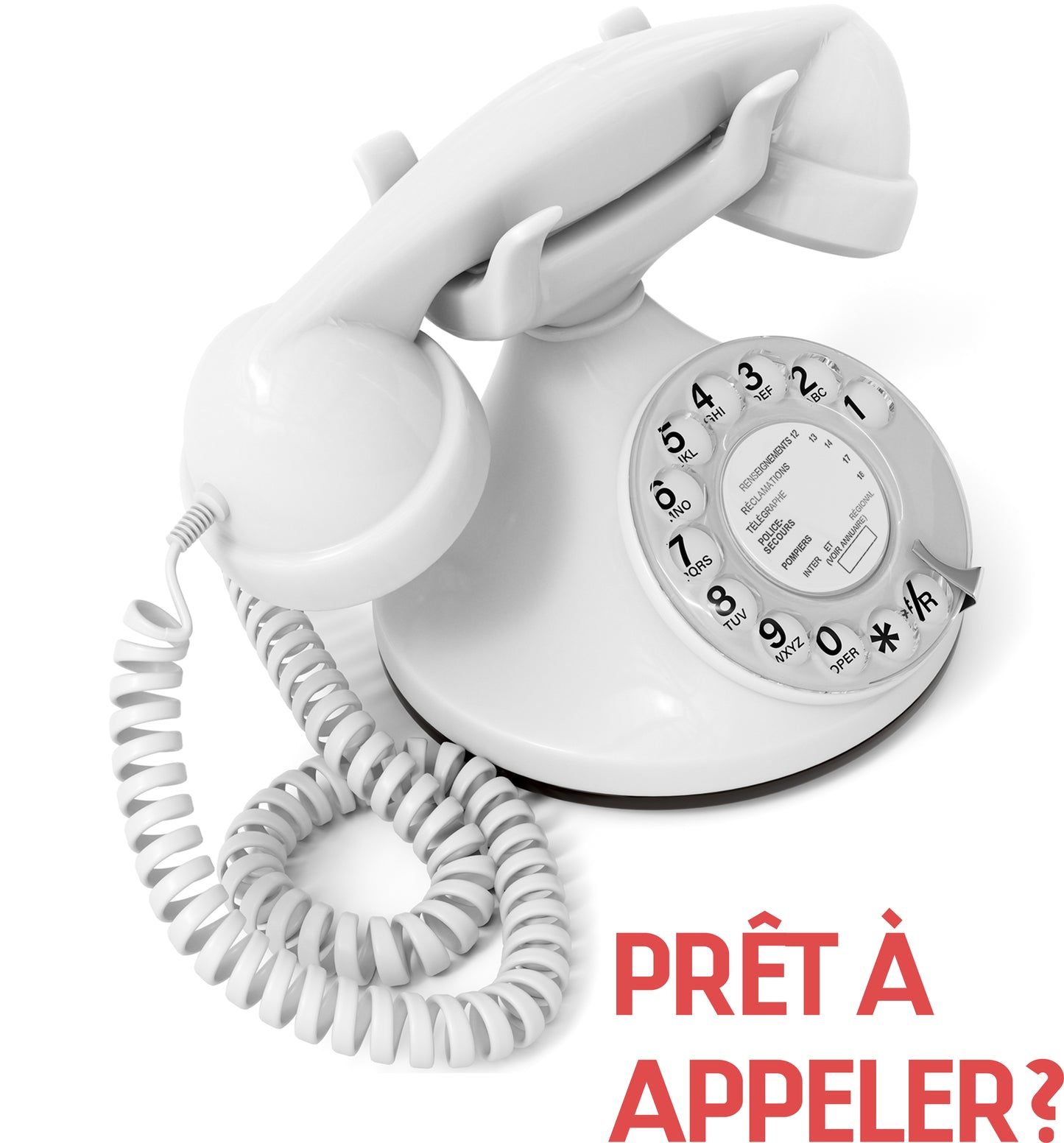 Opis Technology FunkyFon Cable White | 1920s Vintage Rotary Phone with Electronic Bell