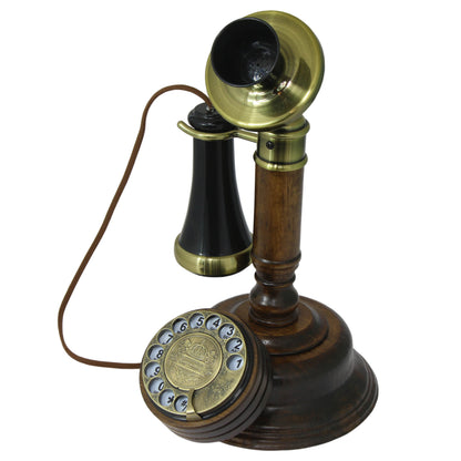 Opis 1921 cable Retrotelefon aus Holz und Metall / Holztelefon / Klassisches Telefon