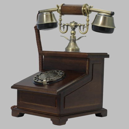Opis 1921 cable Retrotelefon aus Holz und Metall / Holztelefon / Klassisches Telefon