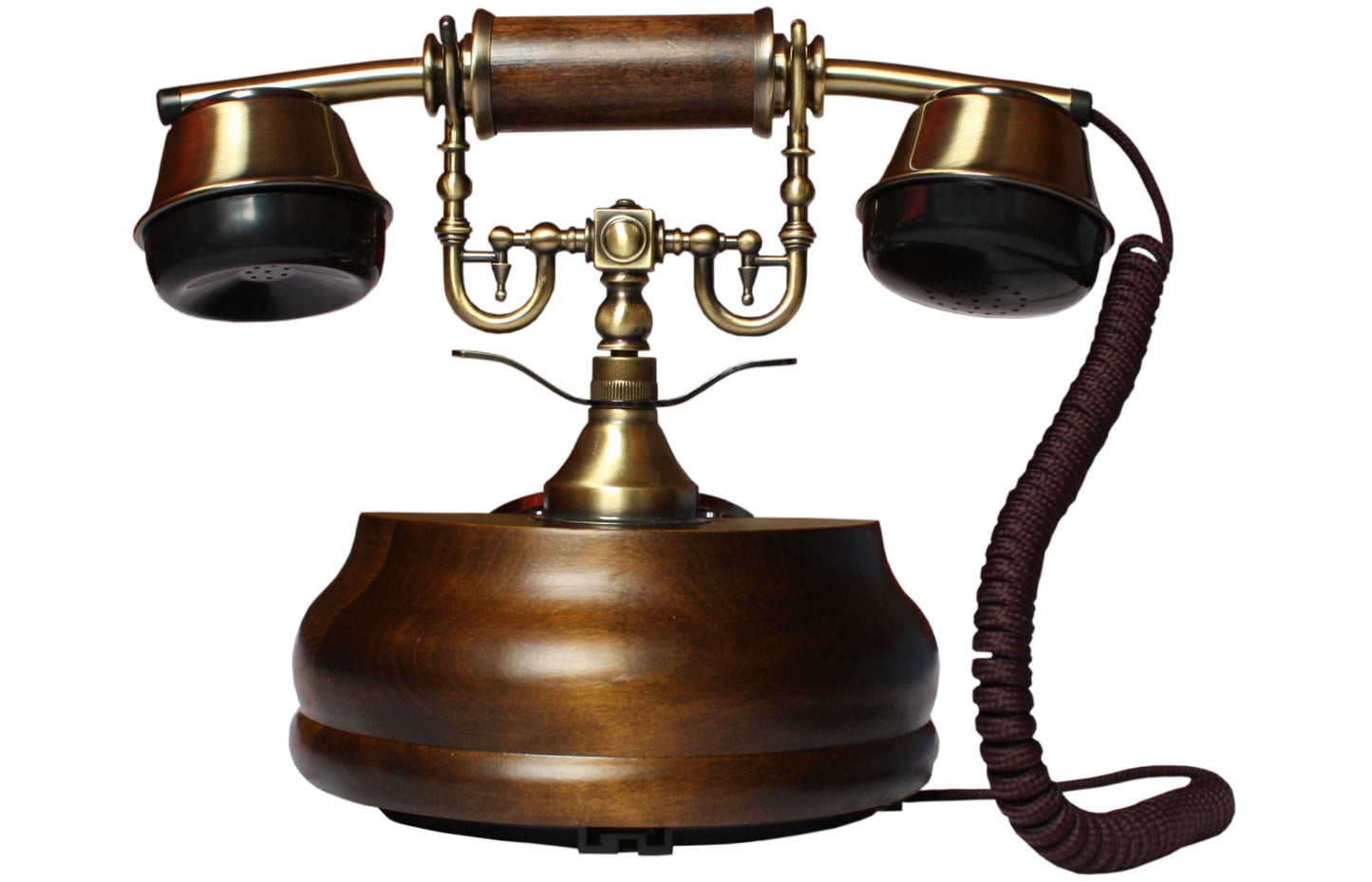 Opis 1921 cable Retrotelefon aus Holz und Metall / Holztelefon / Klassisches Telefon