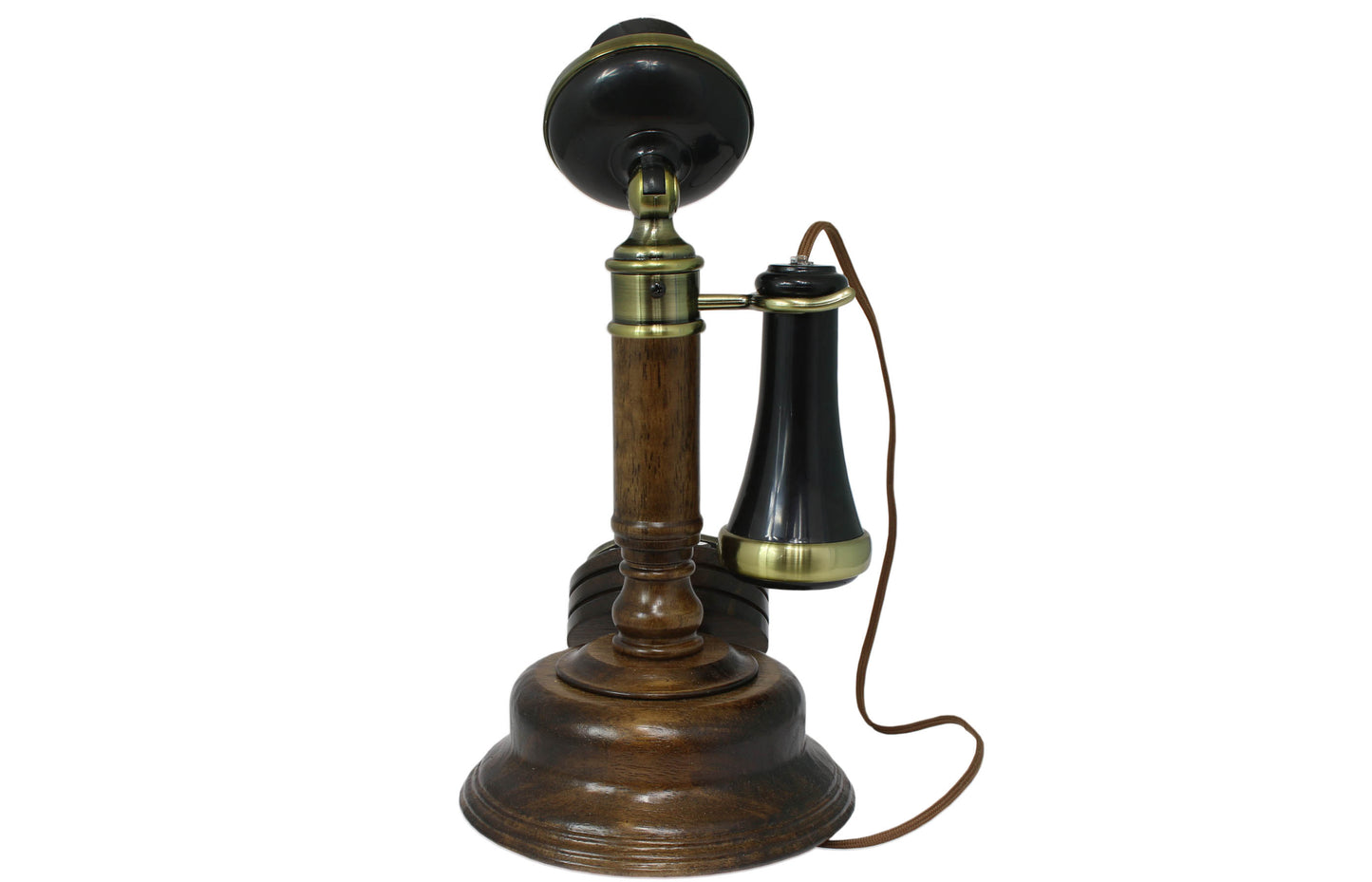 Opis 1921 cable Retrotelefon aus Holz und Metall / Holztelefon / Klassisches Telefon
