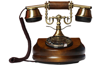 Opis 1921 cable Retrotelefon aus Holz und Metall / Holztelefon / Klassisches Telefon