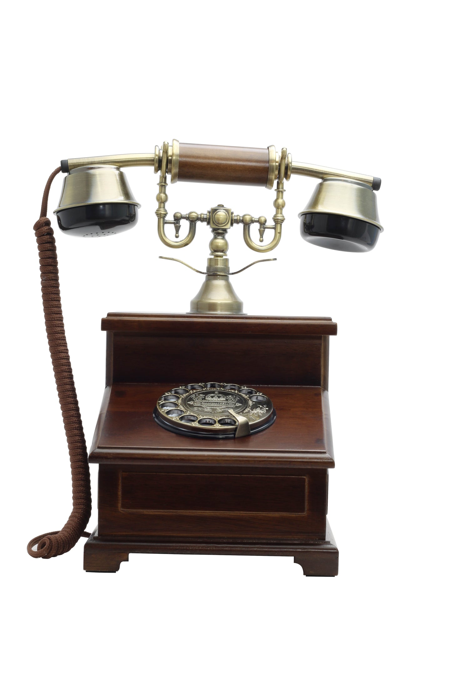 Opis 1921 cable Retrotelefon aus Holz und Metall / Holztelefon / Klassisches Telefon