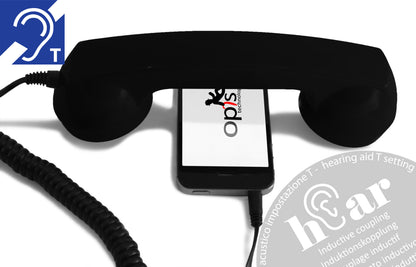 Opis 60s micro hEar telephone handset for hearing aid wearers / retro handset for all modern smartphones