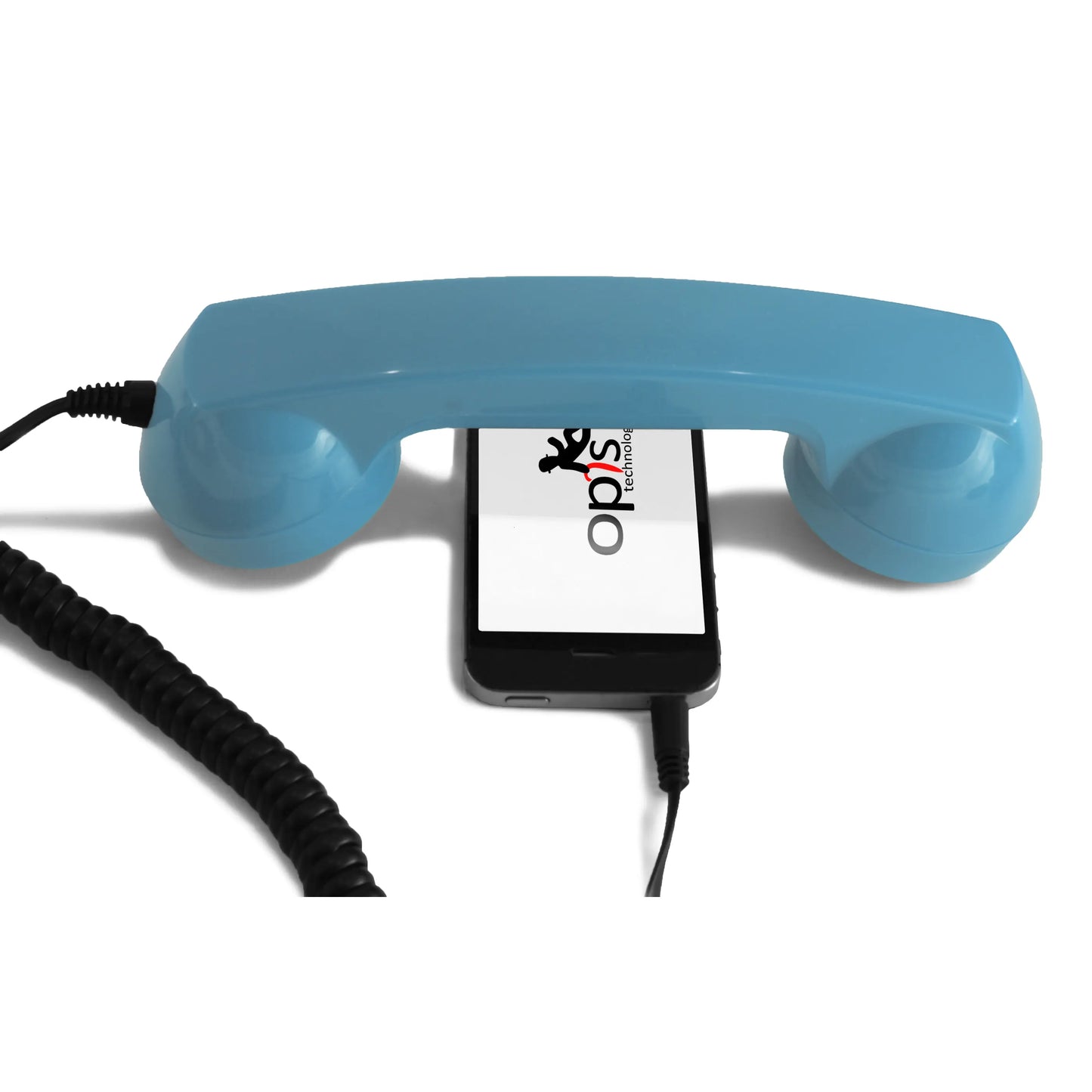 Opis 60s micro mobile phone handset, retro handset for smartphones, iPhone, Samsung, Huawei, etc.
