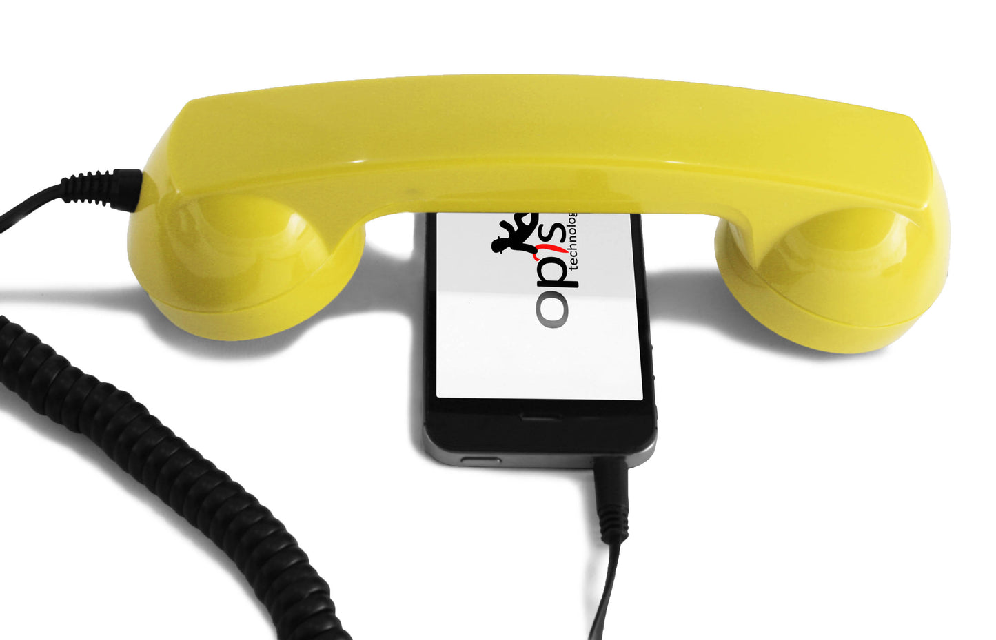 Opis 60s micro mobile phone handset, retro handset for smartphones, iPhone, Samsung, Huawei, etc.