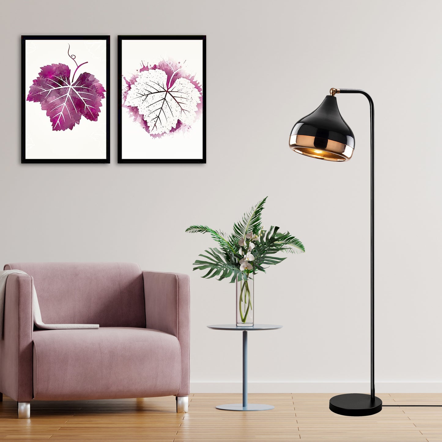 Opis Serie 5 - Elegante Lampen aus schwarzem Metall und Kupfer