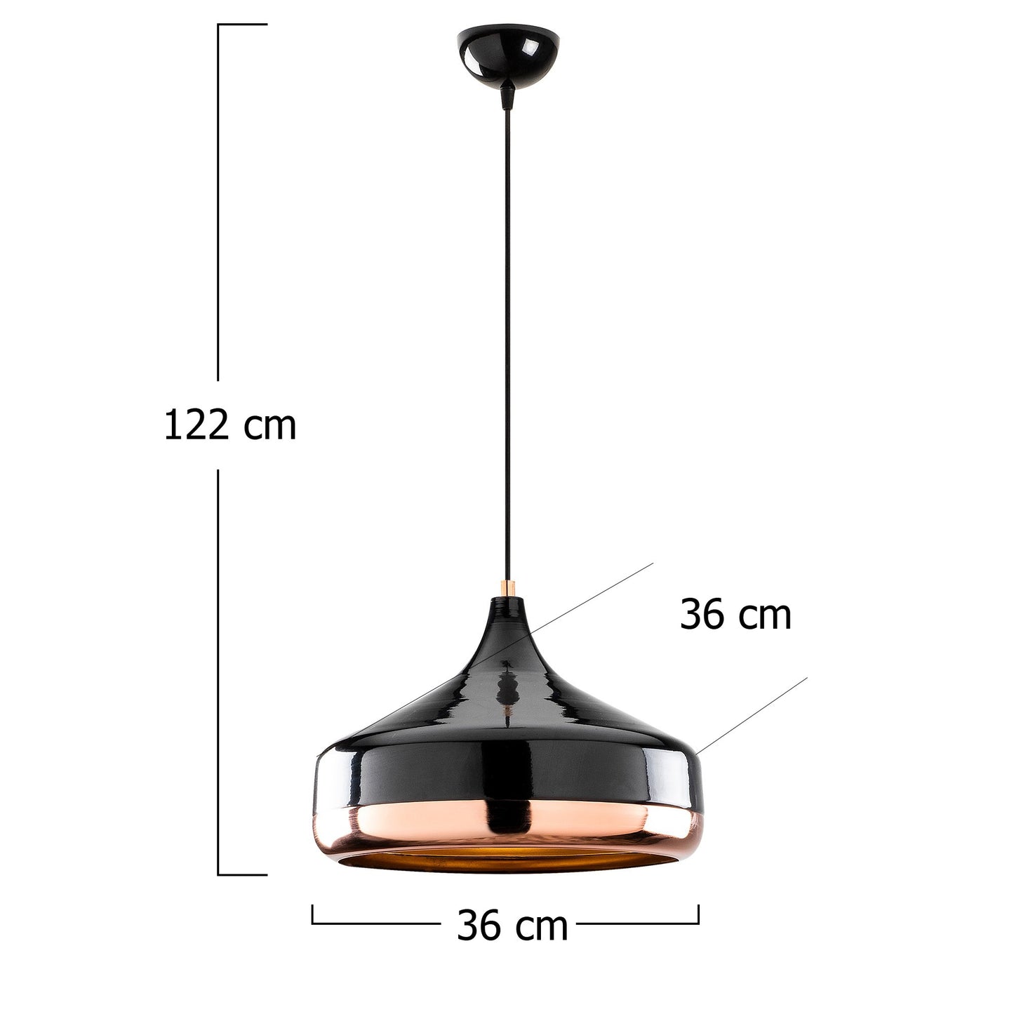 Opis Serie 5 - Elegante Lampen aus schwarzem Metall und Kupfer
