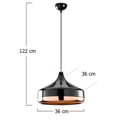 Opis Serie 5 - Elegante Lampen aus schwarzem Metall und Kupfer