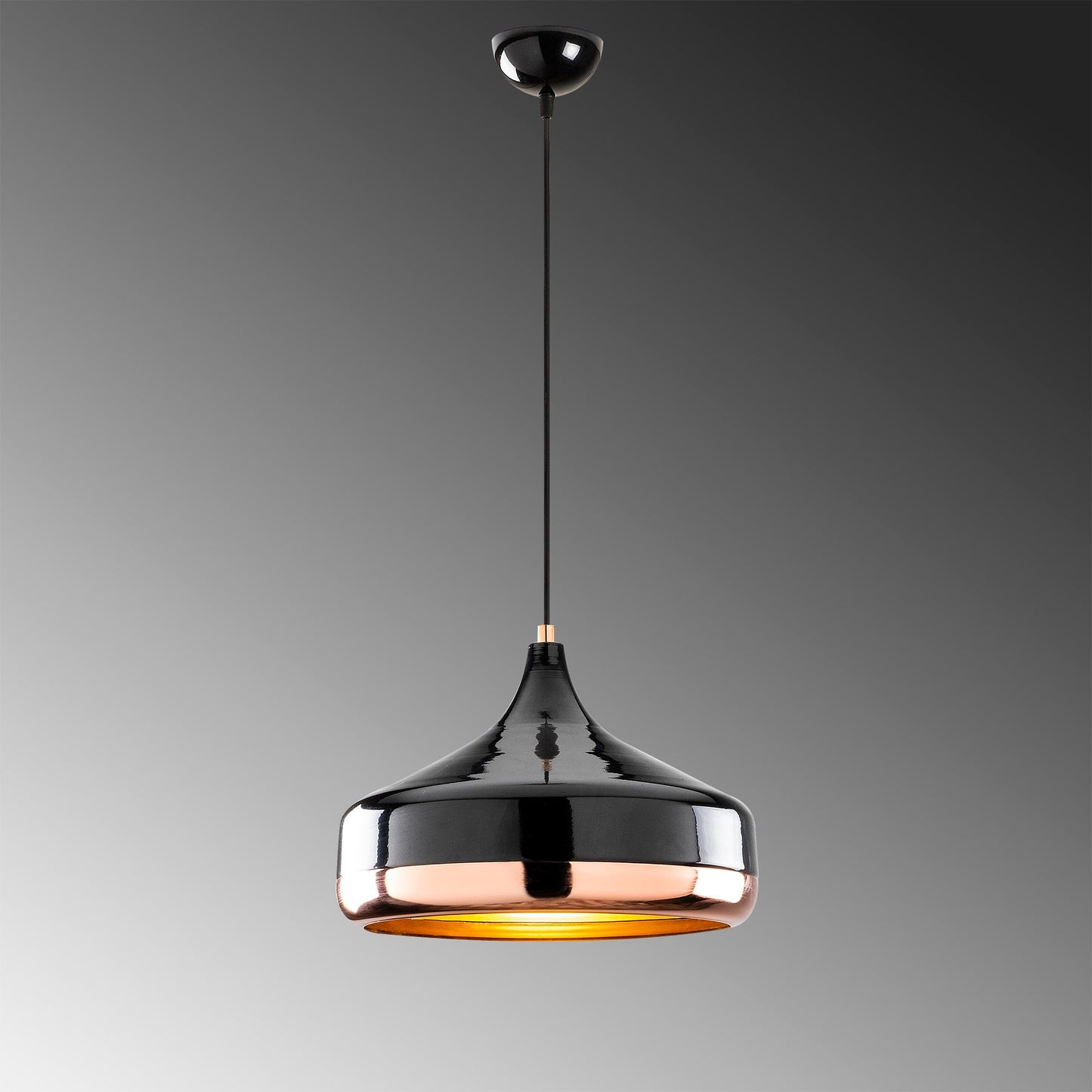 Opis Serie 5 - Elegante Lampen aus schwarzem Metall und Kupfer