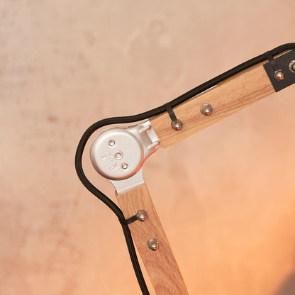 Opis Serie 1 - Retro Schreibtisch-oder Hängelampe aus massivem Metall und Holz