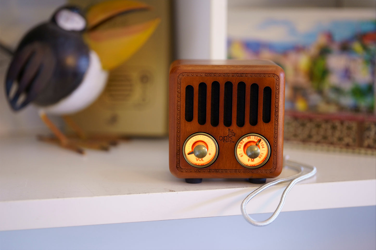 Opis Radio 2 & 3  – Kleiner Hölzerner Retro Bluetooth Lautsprecher und UHF-Radio