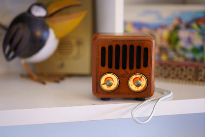 Opis Radio 2 & 3  – Kleiner Hölzerner Retro Bluetooth Lautsprecher und UHF-Radio