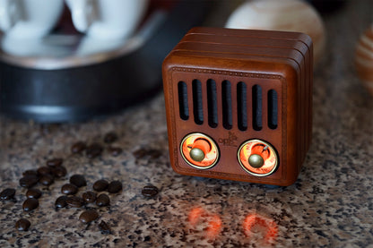 Opis Radio 2 & 3  – Kleiner Hölzerner Retro Bluetooth Lautsprecher und UHF-Radio