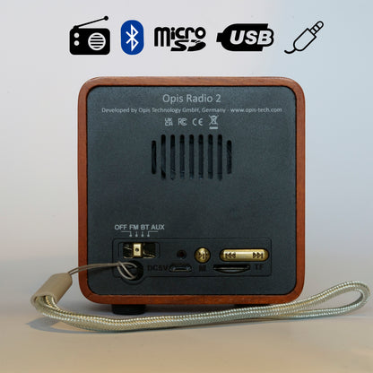 Opis Radio 2 & 3  – Kleiner Hölzerner Retro Bluetooth Lautsprecher und UHF-Radio