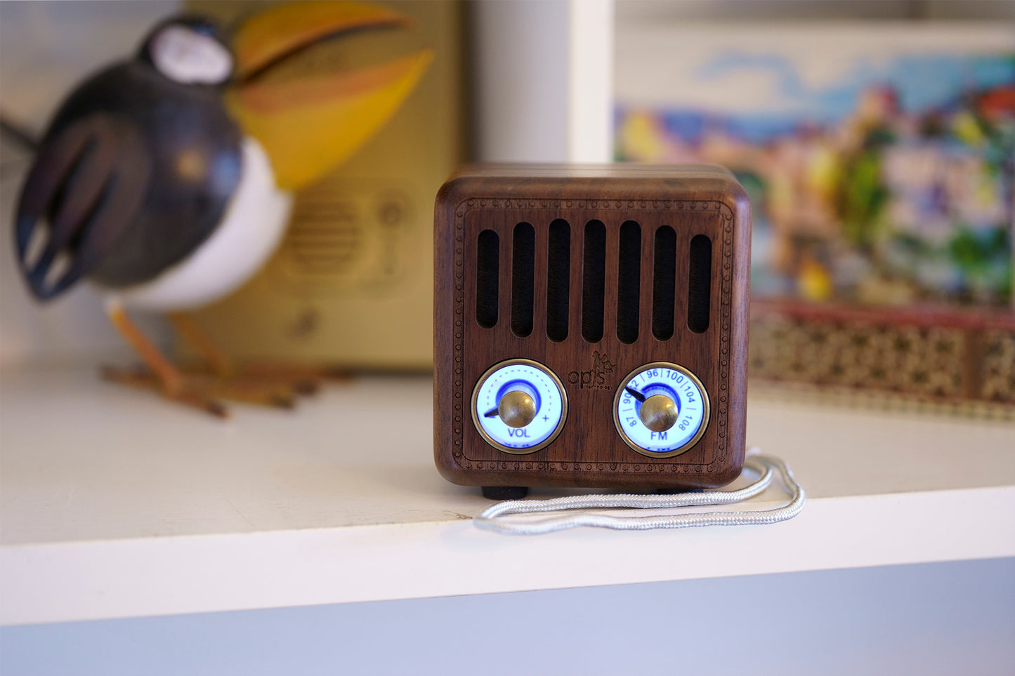 Opis Radio 2 & 3  – Kleiner Hölzerner Retro Bluetooth Lautsprecher und UHF-Radio