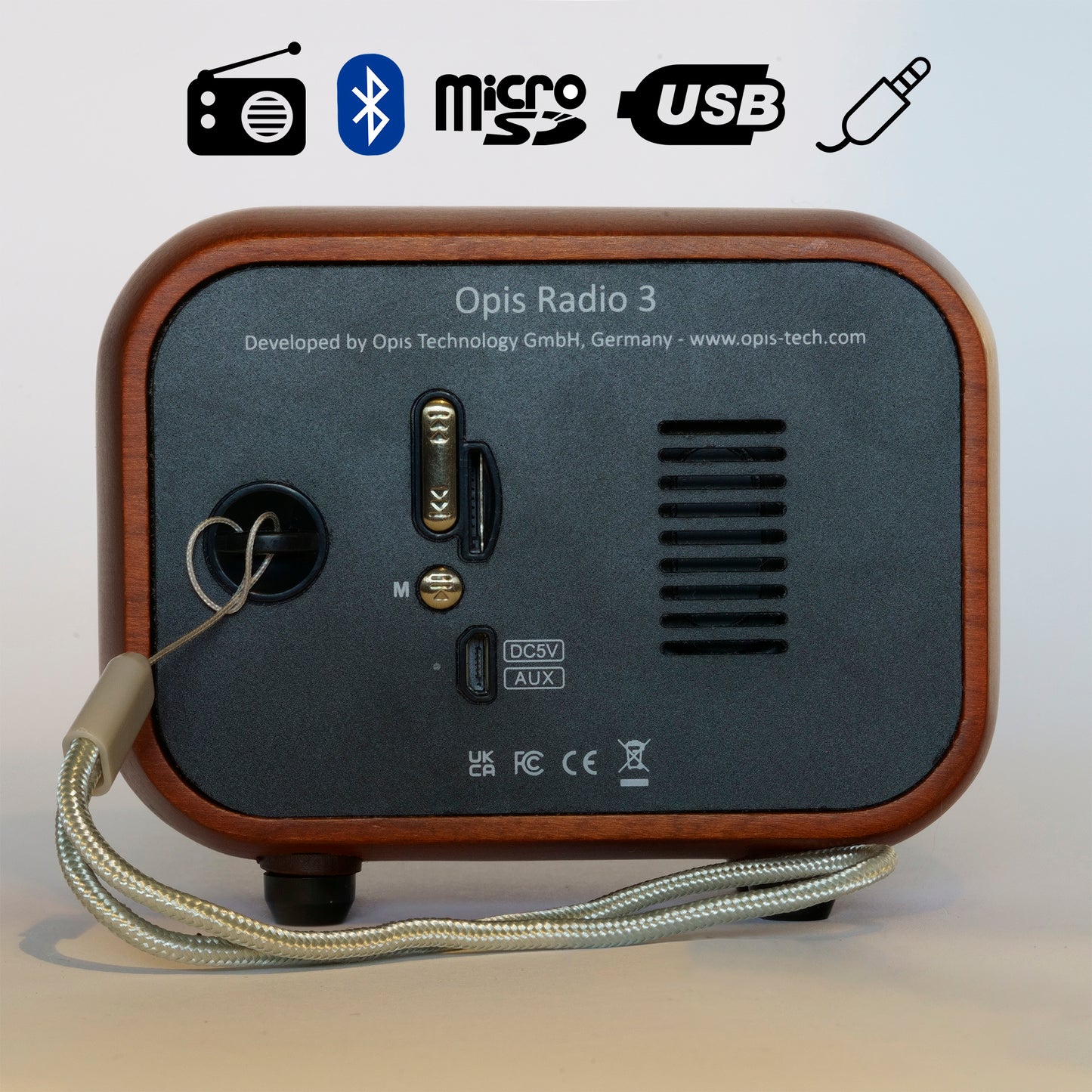 Opis Radio 2 & 3  – Kleiner Hölzerner Retro Bluetooth Lautsprecher und UHF-Radio