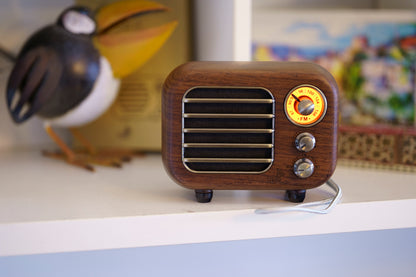 Opis Radio 2 & 3  – Kleiner Hölzerner Retro Bluetooth Lautsprecher und UHF-Radio