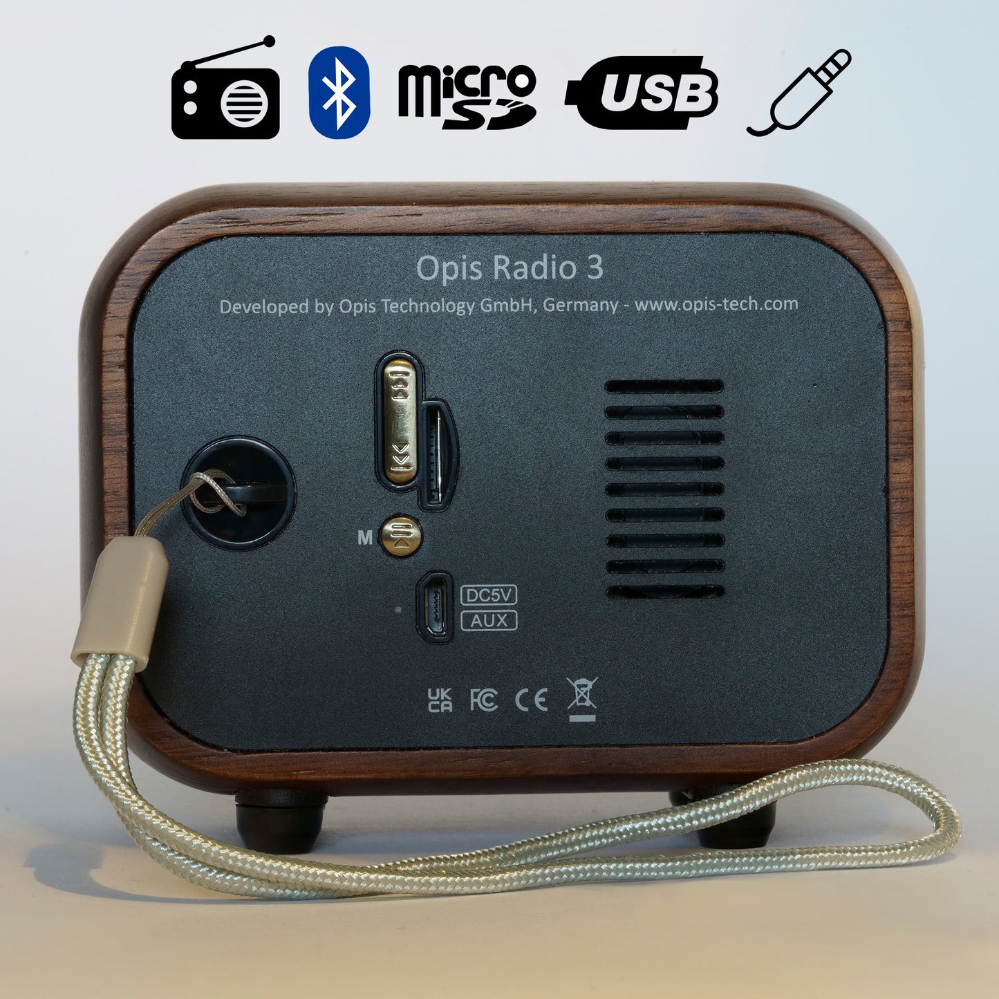Opis Radio 2 & 3  – Kleiner Hölzerner Retro Bluetooth Lautsprecher und UHF-Radio