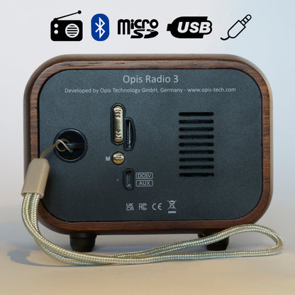 Opis Radio 2 & 3  – Kleiner Hölzerner Retro Bluetooth Lautsprecher und UHF-Radio