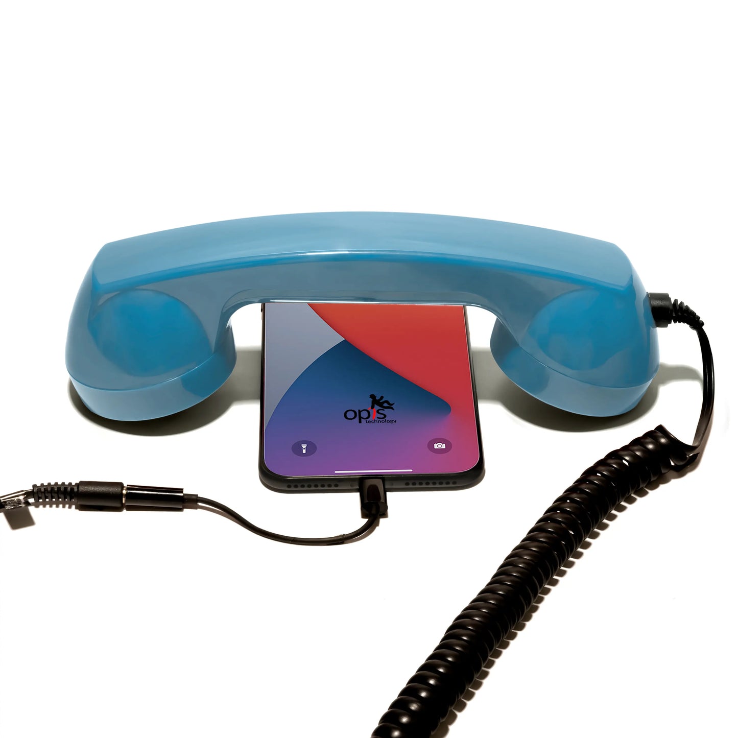 Opis 60s micro mobile phone handset, retro handset for smartphones, iPhone, Samsung, Huawei, etc.