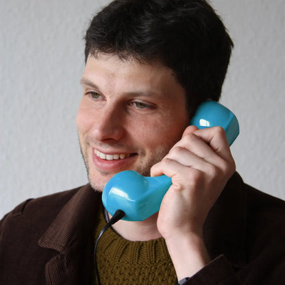 Opis 60s micro mobile phone handset, retro handset for smartphones, iPhone, Samsung, Huawei, etc.