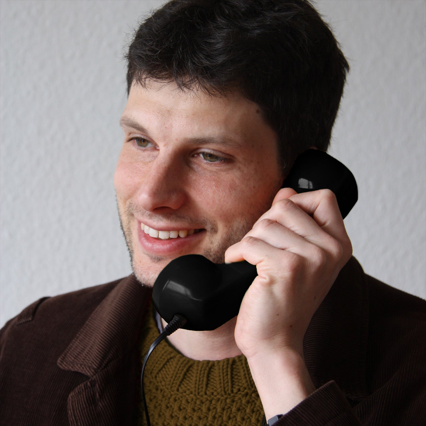 Opis 60s micro mobile phone handset, retro handset for smartphones, iPhone, Samsung, Huawei, etc.