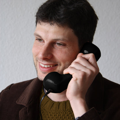 Opis 60s micro mobile phone handset, retro handset for smartphones, iPhone, Samsung, Huawei, etc.