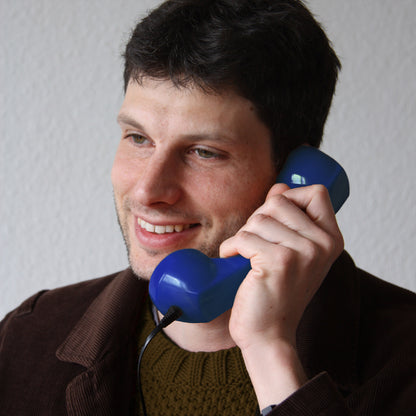 Opis 60s micro mobile phone handset, retro handset for smartphones, iPhone, Samsung, Huawei, etc.