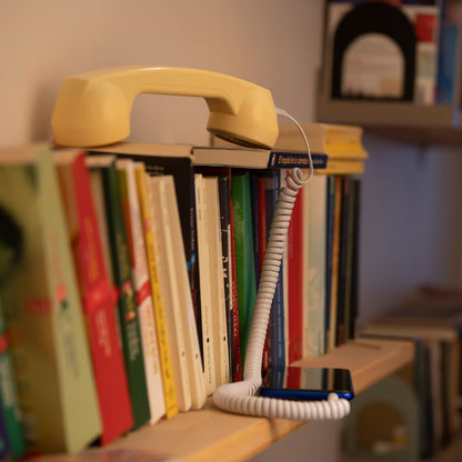 Opis 60s micro mobile phone handset, retro handset for smartphones, iPhone, Samsung, Huawei, etc.