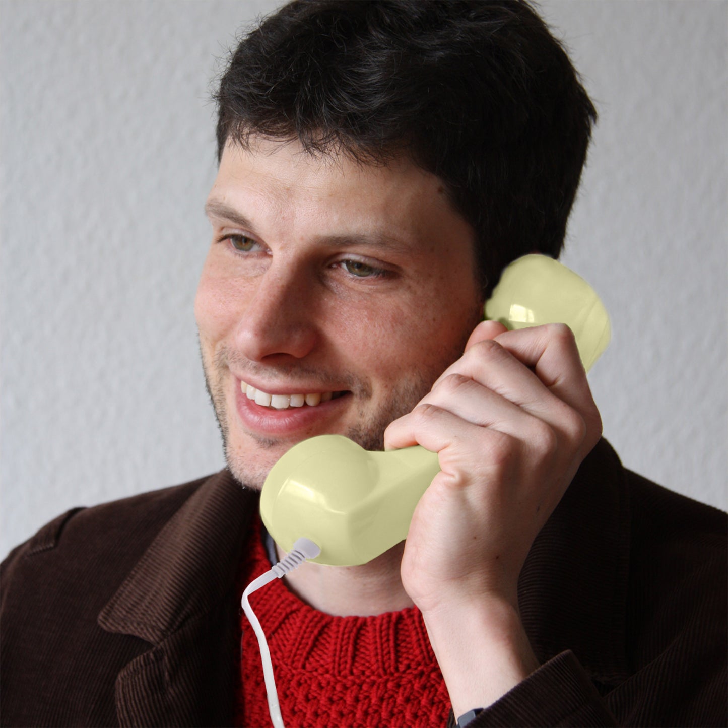 Opis 60s micro mobile phone handset, retro handset for smartphones, iPhone, Samsung, Huawei, etc.