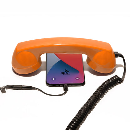 Opis 60s micro mobile phone handset, retro handset for smartphones, iPhone, Samsung, Huawei, etc.