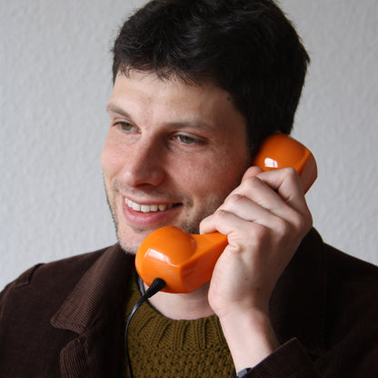 Opis 60s micro mobile phone handset, retro handset for smartphones, iPhone, Samsung, Huawei, etc.