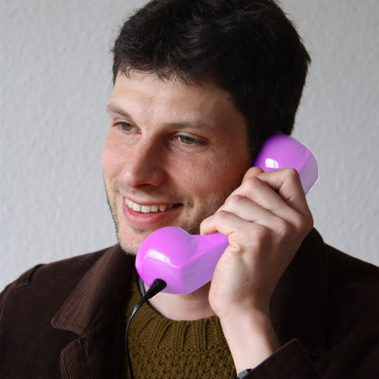 Opis 60s micro mobile phone handset, retro handset for smartphones, iPhone, Samsung, Huawei, etc.