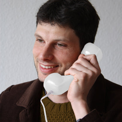 Opis 60s micro mobile phone handset, retro handset for smartphones, iPhone, Samsung, Huawei, etc.