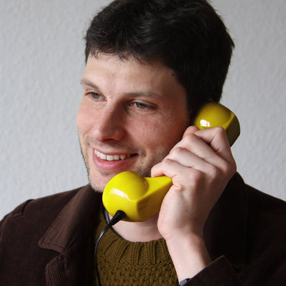 Opis 60s micro mobile phone handset, retro handset for smartphones, iPhone, Samsung, Huawei, etc.